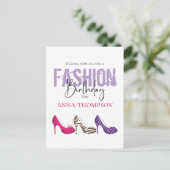 Birthday Girl Modern Fashion Shoes Einladung Postkarte (Stehend Vorderseite)