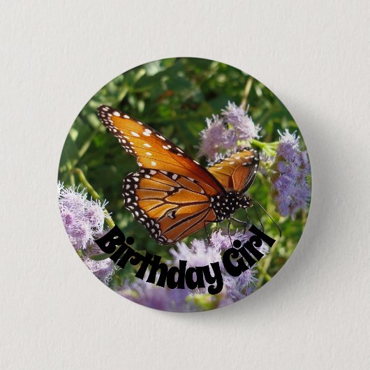 Birthday Girl Monarch Butterfly Foto Button (Vorderseite)