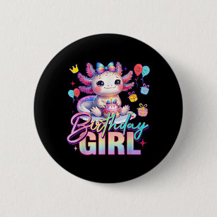 Birthday Girl Niedlich Axolotl Geburtstagsparty Ki Button
