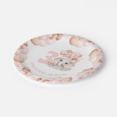 Birthday Girl Niedlich Elephant Pink Balloons Pappteller (Schrägansicht)