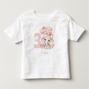 Birthday Girl Niedlich Elephant Pink Personalisier Kleinkind T-shirt