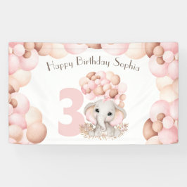 Birthday Girl Niedlich Pink Elephant Banner