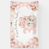 Birthday Girl Niedlich Pink Elephant Banner (Vertikal)