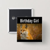 Birthday Girl Niedlich Red Fox Nature Fotografy Button (Vorne & Hinten)