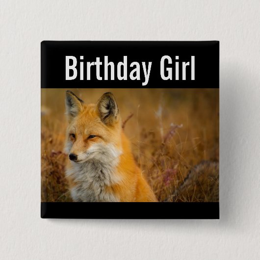 Birthday Girl Niedlich Red Fox Nature Fotografy Button (Vorderseite)