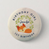 Birthday Girl Niedlich Sleeping Orange Fox Button (Vorderseite)