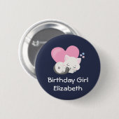 Birthday Girl Niedlich White Kitty Cat Schlafen Button (Vorne & Hinten)