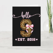 Birthday Girl Nk Coquette Bow Hello 9 Year Old Aes Karte (Vorderseite)