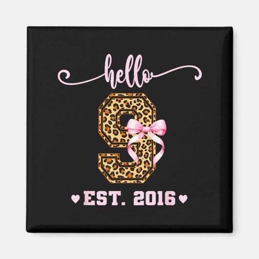 Birthday Girl Nk Coquette Bow Hello 9 Year Old Aes Magnet (Vorne)