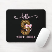 Birthday Girl Nk Coquette Bow Hello 9 Year Old Aes Mousepad (Mit Mouse)
