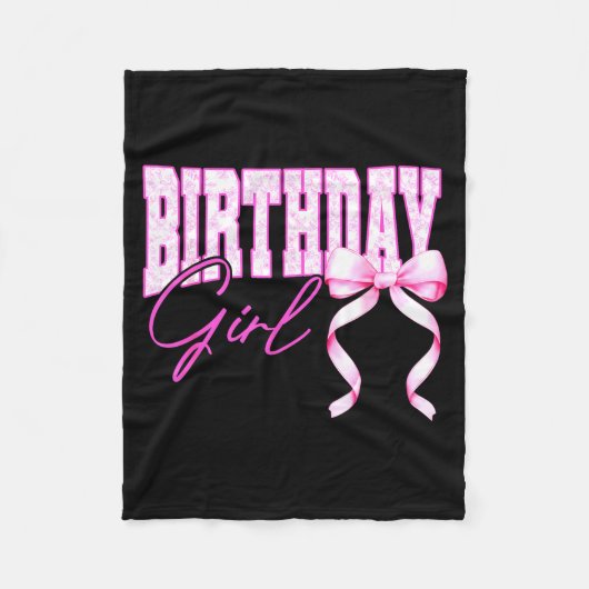 Birthday Girl Nk Toile Coquette Bow Birthday Party Fleecedecke (Vorderseite)