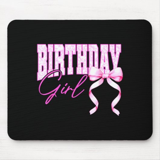 Birthday Girl Nk Toile Coquette Bow Birthday Party Mousepad (Vorne)
