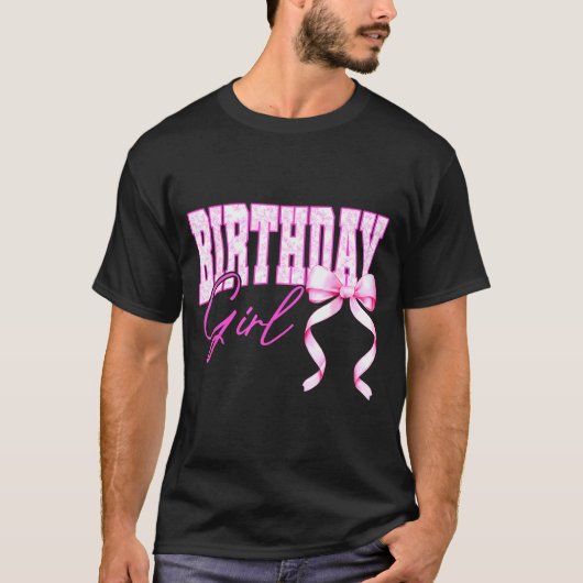 Birthday Girl Nk Toile Coquette Bow Birthday Party T-Shirt (Vorderseite)