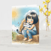 Birthday Girl on Hay Bale Karte (Gelbe Blume)