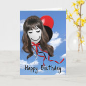 Birthday Girl On Party Ballon Karte (Gelbe Blume)