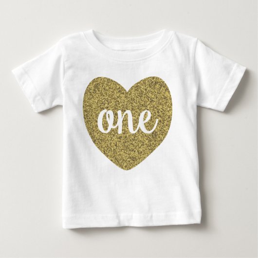 Birthday Girl One Gold Imitats Glitzer Shirt (Vorderseite)
