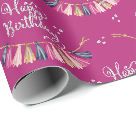 Birthday Girl Pattern Geschenkpapier (Rolleneckpunkt)