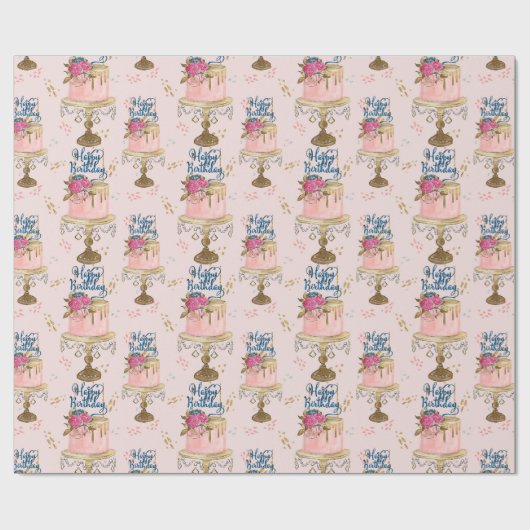 Birthday Girl Pattern Geschenkpapier (Flach)