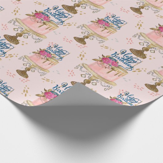 Birthday Girl Pattern Geschenkpapier (Ecke)