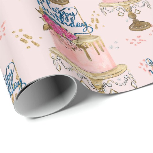 Birthday Girl Pattern Geschenkpapier (Rolleneckpunkt)