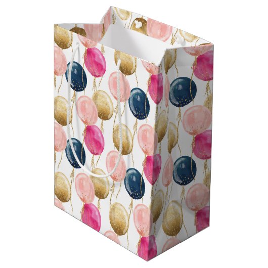 Birthday Girl Pattern Mittlere Geschenktüte (Rückseite Schrägansicht)