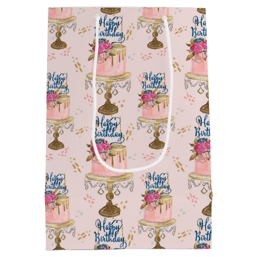 Birthday Girl Pattern Mittlere Geschenktüte (Rückseite)