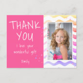 Birthday Girl Photo Thank you Postkarte (Vorderseite)