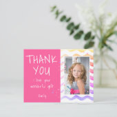 Birthday Girl Photo Thank you Postkarte (Stehend Vorderseite)