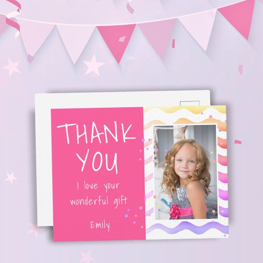Birthday Girl Photo Thank you Postkarte