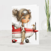 Birthday Girl Pilot Co-pilot dog & Cessna Airplane Karte (Vorderseite)