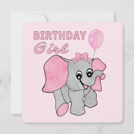 Birthday Girl Pink Baby Elephant Feiertagskarte