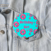 Birthday girl Pink cream donuts Button (Beispiel)