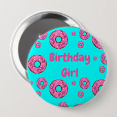 Birthday girl Pink cream donuts Button (Vorne & Hinten)
