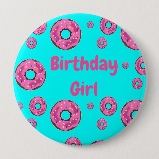 Birthday girl Pink cream donuts Button (Vorderseite)