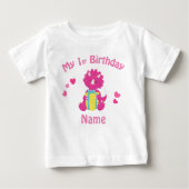Birthday Girl Pink Dinosaurier Personalisiertes Sh Baby T-shirt (Vorderseite)