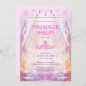 Birthday Girl Pink Lila Spaß Einladung (Vorne/Hinten)