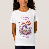Birthday Girl Pink, Lila und Gold Unicorn T-Shirt (Vorderseite)