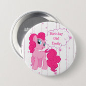 Birthday Girl Pink Pony Button (Vorne & Hinten)