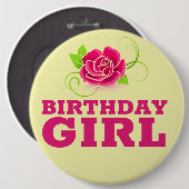 BIRTHDAY GIRL PINK ROSE BUTTONS (Vorne & Hinten)