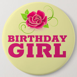 BIRTHDAY GIRL PINK ROSE BUTTONS