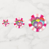 Birthday Girl Pink Swirl mit Balloons Konfetti (Rückseiten)