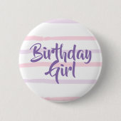 Birthday Girl Pink und Lila Button (Vorderseite)