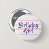 Birthday Girl Pink und Lila Button (Vorne & Hinten)