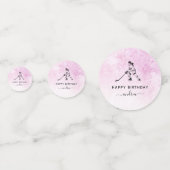 Birthday Girl Playing Ice Hockey Player Name Rosa Konfetti (Vorderseiten)