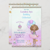 Birthday Girl Princess African American Lavender Einladung (Vorne/Hinten)