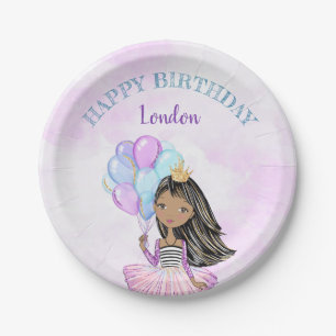 Birthday Girl Princess Afroamerikaner Pappteller