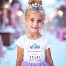 Birthday Girl Princess Crown Pink Blue Winter