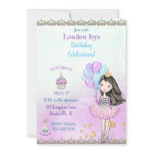 Birthday Girl Princess Cupcake Balloons Lavender