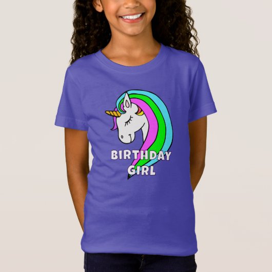 Birthday Girl Rainbow Unicorn Girl T-Shirt (Vorderseite)