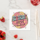 Birthday Girl - Retro Blumenzeremonie Serviette (Beispiel)